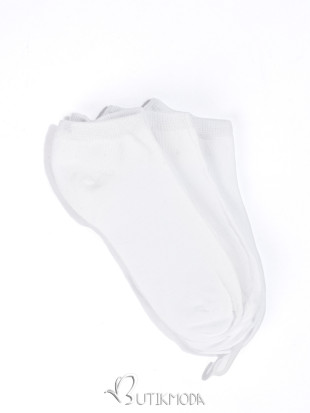 Fehér színű alacsony női zokni - három db-os kiszerelésben