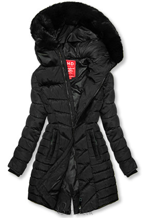 Fekete színű steppelt kabát az őszi/téli szezonra