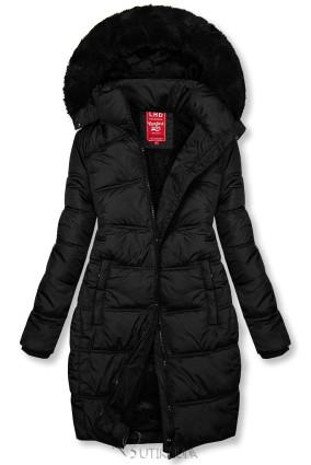 Fekete színű téli kabát steppelt kivitelben