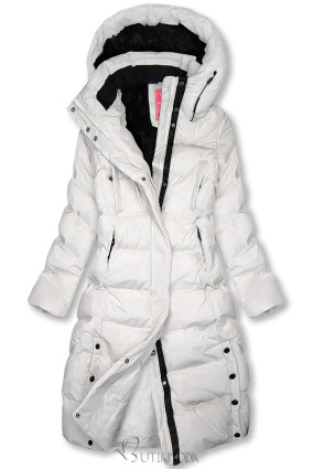 Extra meleg hosszú téli kabát - fehér színű