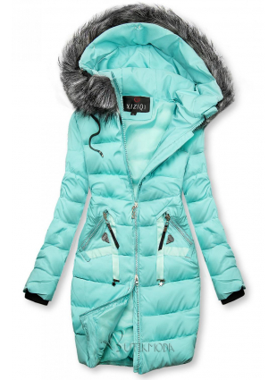 Steppelt téli kabát - azúr színű