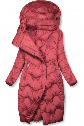 Vintage-rózsaszínű téli kabát steppeléssel