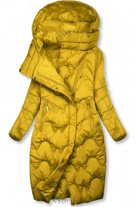 Sárga színű téli kabát steppeléssel