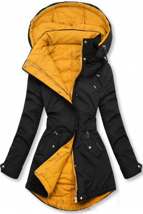 Kifordítható kabát behúzással - fekete és sárga színű