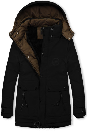 Fiú téli kabát - fekete és khaki színű