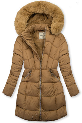 Bézs színű téli kabát kesztyűvel