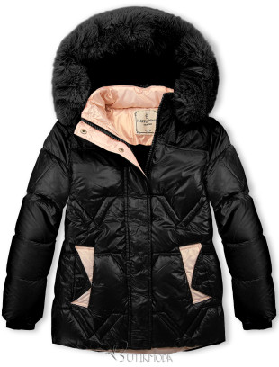 Fekete színű gyerek kabát levehető kapucnival