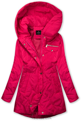 Rózsaszínű tavaszi kabát A-vonalú fazonban