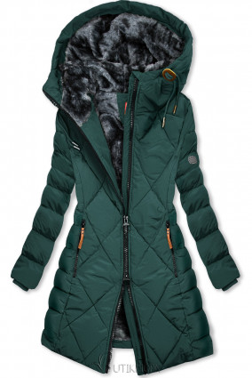 Zöld színű téli kabát steppelt dizájnban