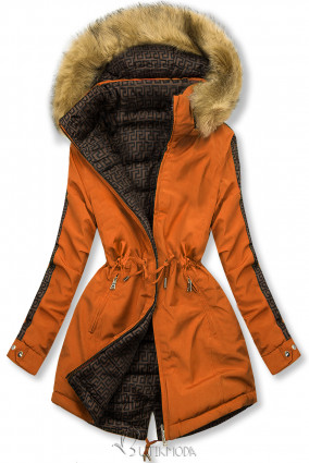 Téglanarancs színű steppelt kifordítható kabát