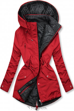 Piros és szürke színű kifordítható átmeneti kabát