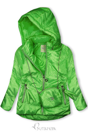 Zöld színű átmeneti dzseki kis táskával
