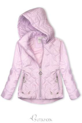 Divatos dzseki levehető kapucnival - lila színű