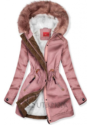 Rózsaszínű parka kabát