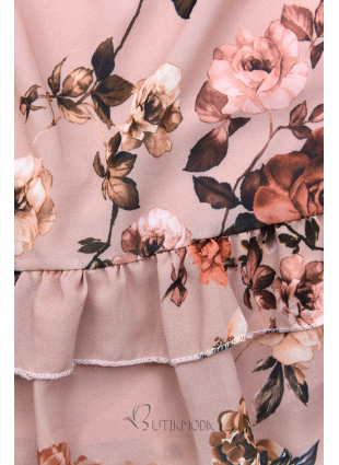 Rózsaszínű virágmintás ruha