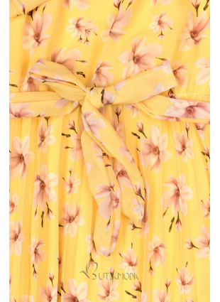 Sárga színű virágmintás nyári ruha