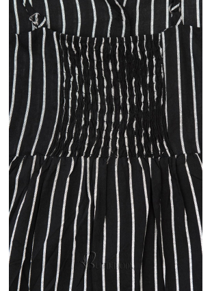 Fekete színű csíkos midi ruha