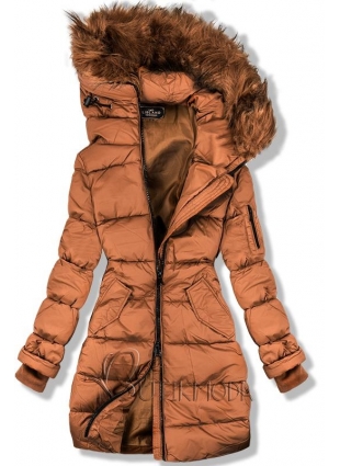 Barna színű hosszított téli kabát