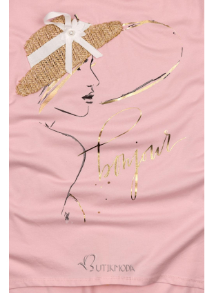Rózsaszínű póló Bonjour
