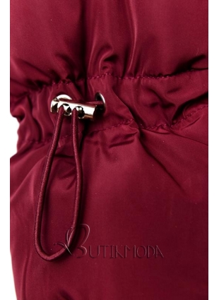 Bordó színű steppelt kabát, levehető gallérral