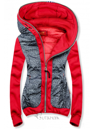 Piros színű kombinált felső/dzseki