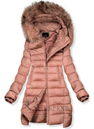 Rózsaszínű hosszított téli kabát