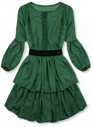 Zöld színű elegáns, pöttyös ruha