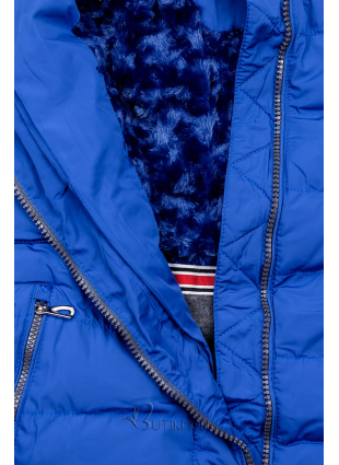 Kék színű steppelt kabát