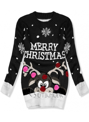 Fekete színű pulóver Merry Christmas