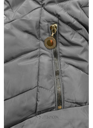 Szürke színű steppelt kabát az őszi/téli időszakra