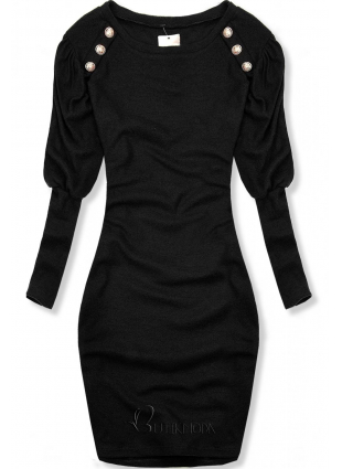 Fekete színű elegáns ruha, testhezálló fazonban