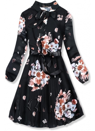 Fekete színű virágmintás ruha Ivy