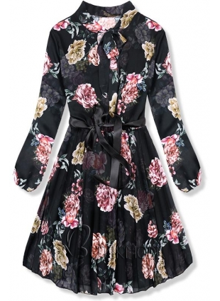 Fekete színű virágmintás ruha Kate