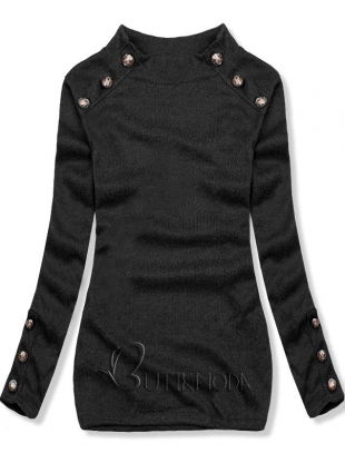 Fekete színű könnyű pulóver