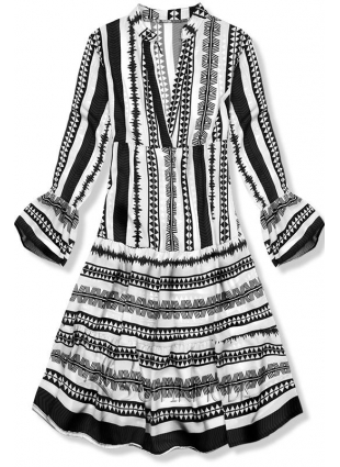 Fekete és fehér színű mintás ruha/tunika I.