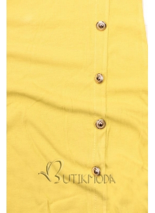 Sárga színű stretch ruha dekoratív gombokkal
