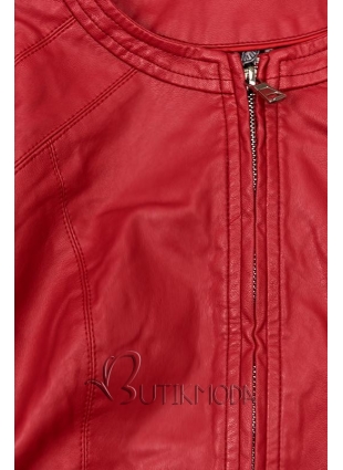 Piros színű zsebes műbőr dzseki