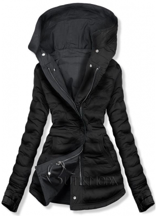 Szürké és fekete színű, kifordítható tavaszi kabát