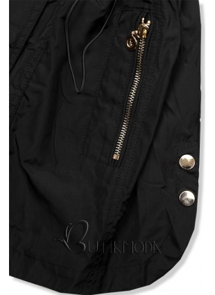 Fekete színű könnyű parka kabát