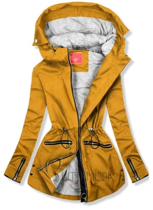 Sárga színű kapucnis parka kabát