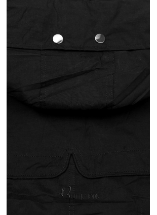 Fekete színű kapucnis parka kabát