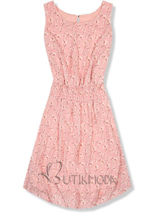 Rózsaszínű virágmintás könnyű nyári ruha