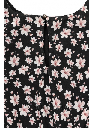 Fekete színű virágmintás maxi ruha