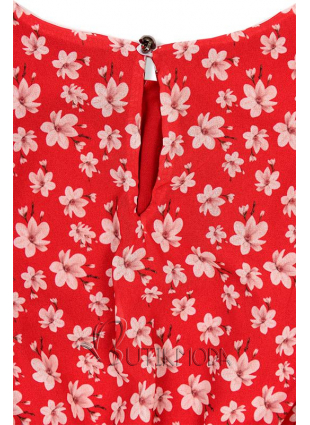Piros színű virágmintás könnyű nyári ruha