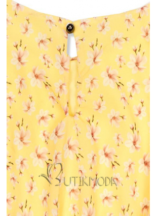 Sárga színű virágmintás maxi ruha