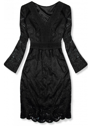Fekete színű elegáns csipke ruha