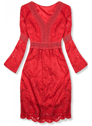 Piros színű elegáns csipke ruha