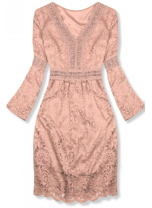 Rózsaszínű elegáns csipke ruha