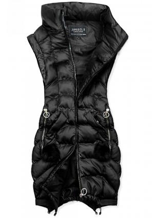 Fekete színű hosszított téli kabát/mellény