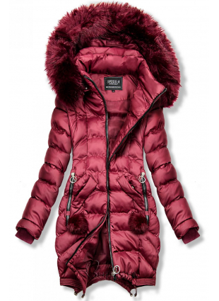 Vörös színű hosszított téli kabát/mellény